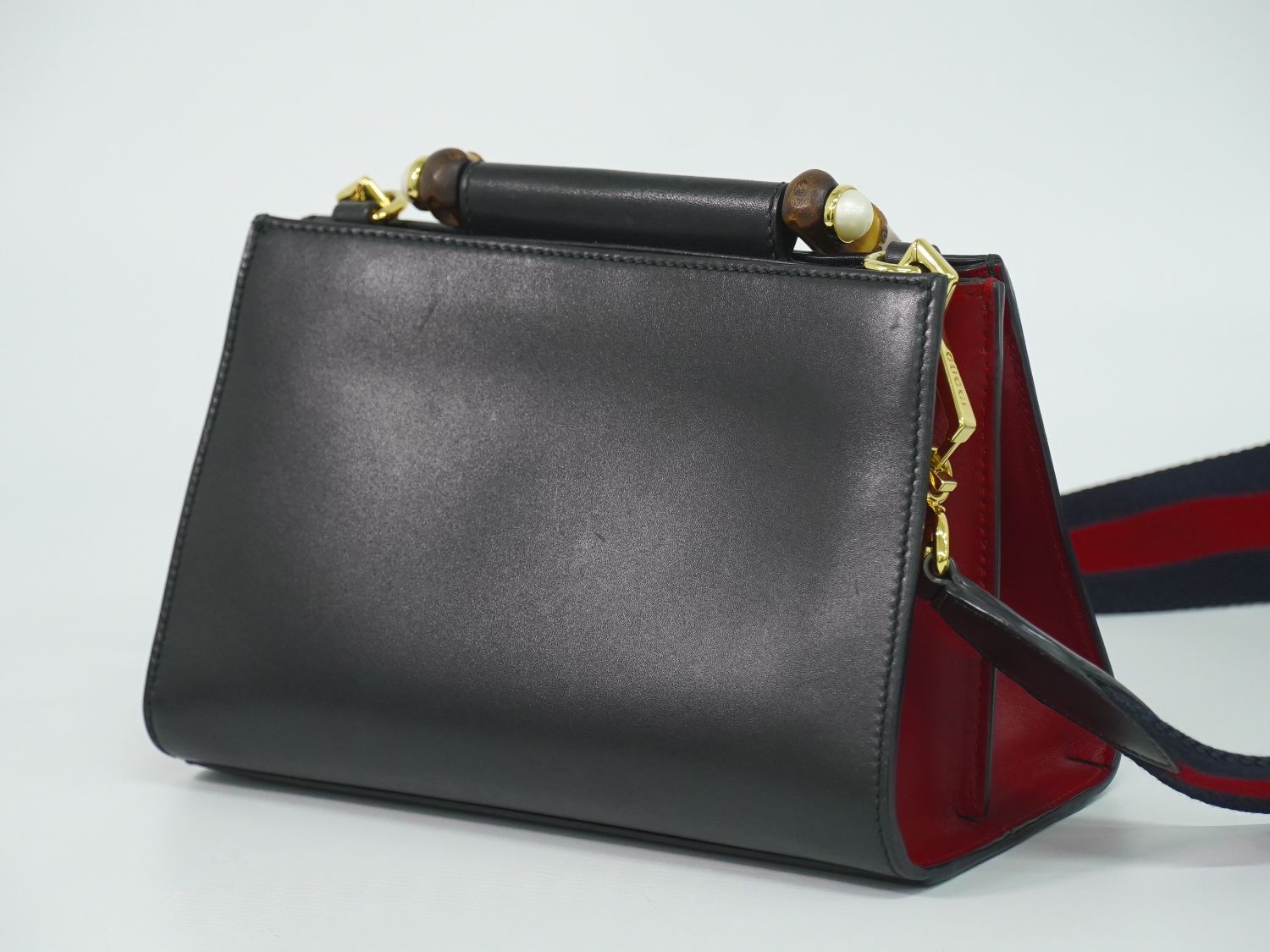 Gucci Bamboo 2-Way Shoulder Bag Handle Pochette Leather Black — view 2