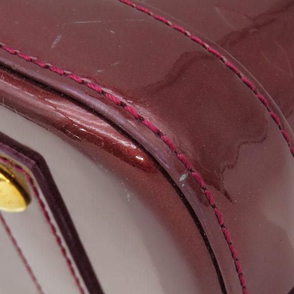 Louis Vuitton 2-Way Bag Alma BB Monogram Vernis Amarante Gold Red Purple Handle — view 4