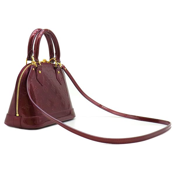 Louis Vuitton 2-Way Bag Alma BB Monogram Vernis Amarante Gold Red Purple Handle — view 2