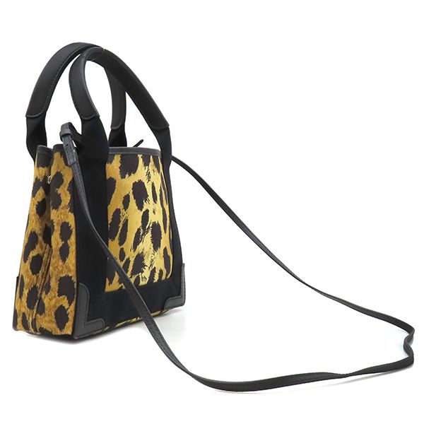 Balenciaga 2-Way Bag Navy Cabas XS Cotton Canvas Yellow Black Silver Leopard — view 2