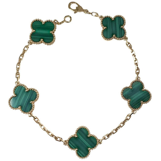Van Cleef & Arpels Bracelet Vintage Alhambra Gold Macarite Green