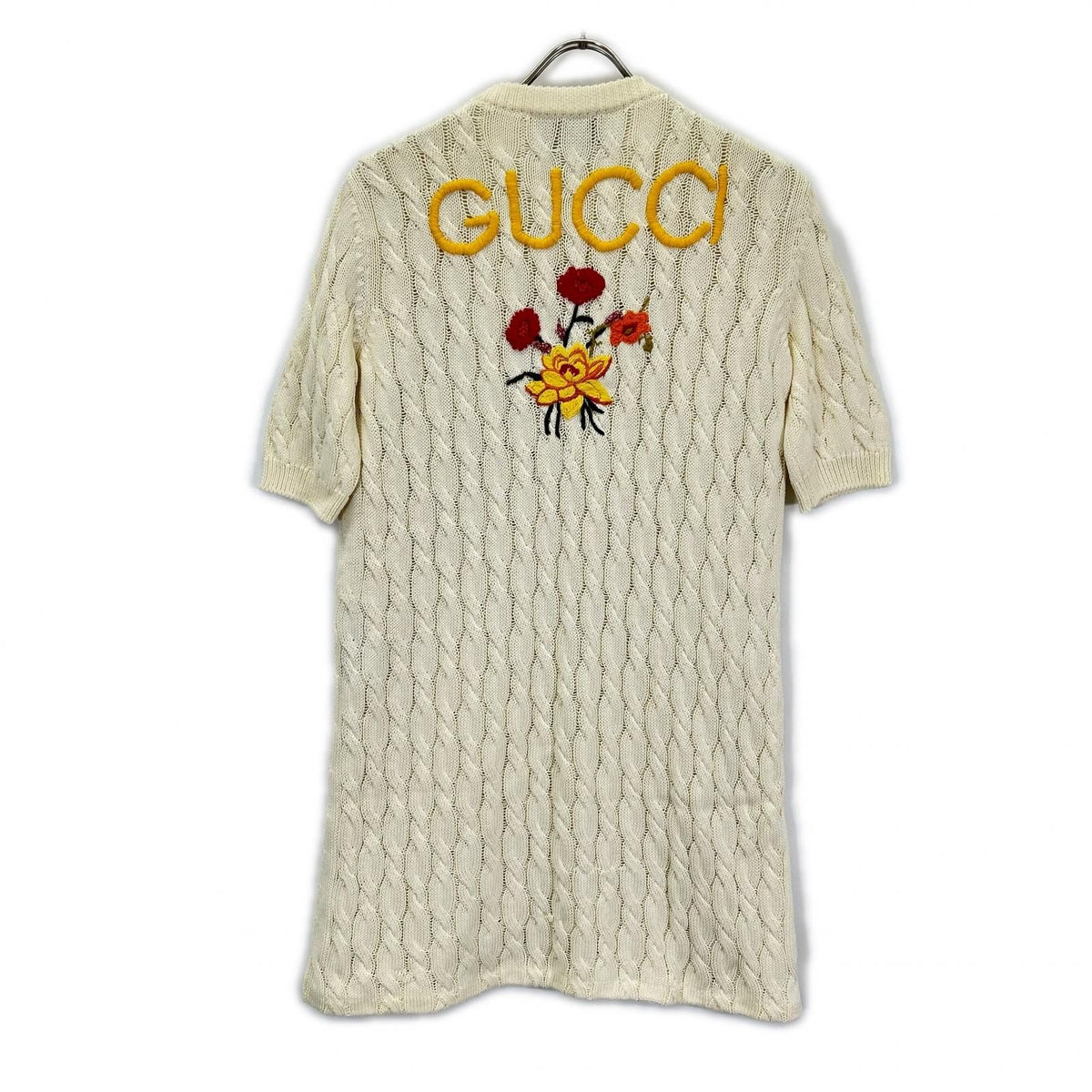 Gucci Lovelight Love Light White Cotton Embroidery Midi Knit Dress — view 2