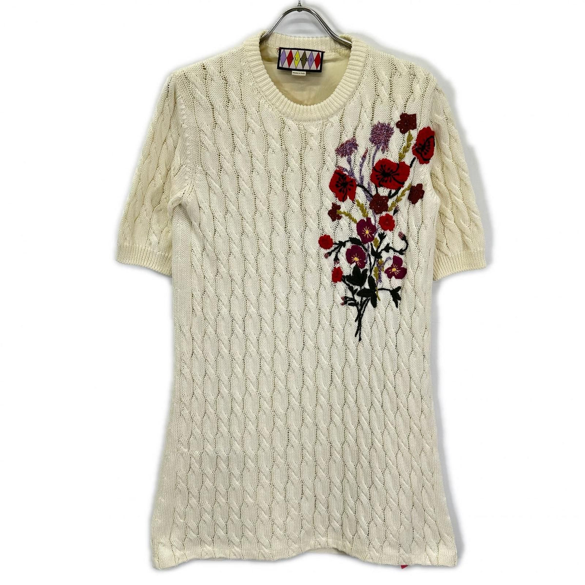 Gucci Lovelight Love Light White Cotton Embroidery Midi Knit Dress