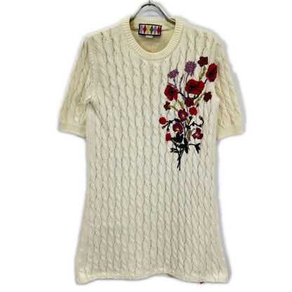 Gucci Lovelight Love Light White Cotton Embroidery Midi Knit Dress