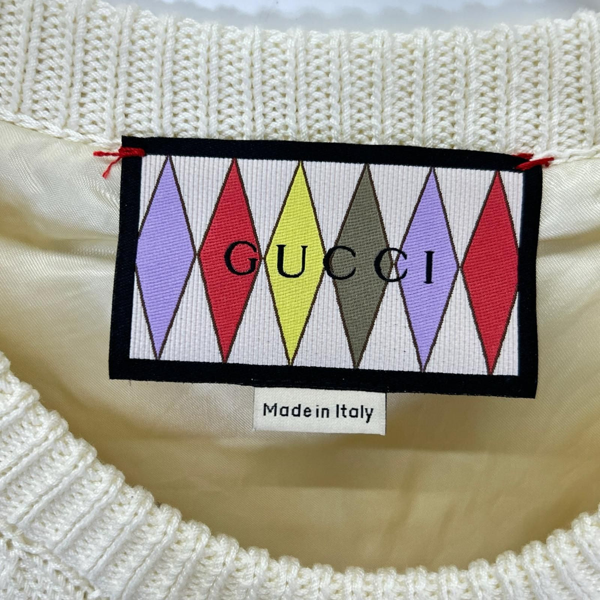 Gucci Lovelight Love Light White Cotton Embroidery Midi Knit Dress — view 3