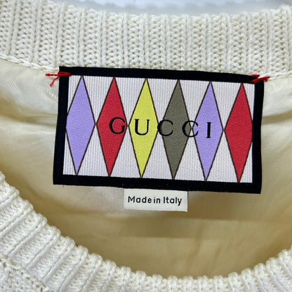 Gucci Lovelight Love Light White Cotton Embroidery Midi Knit Dress — view 3