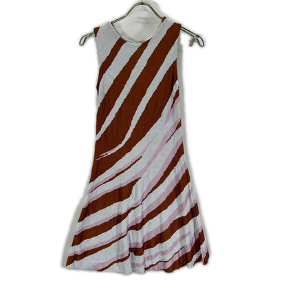 Dior Brown Pink Rayon Wave Pattern Sleeveless Dress 34