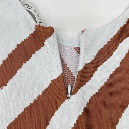 Dior Brown Pink Rayon Wave Pattern Sleeveless Dress 34 — view 8