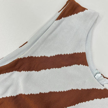 Dior Brown Pink Rayon Wave Pattern Sleeveless Dress 34 — view 7