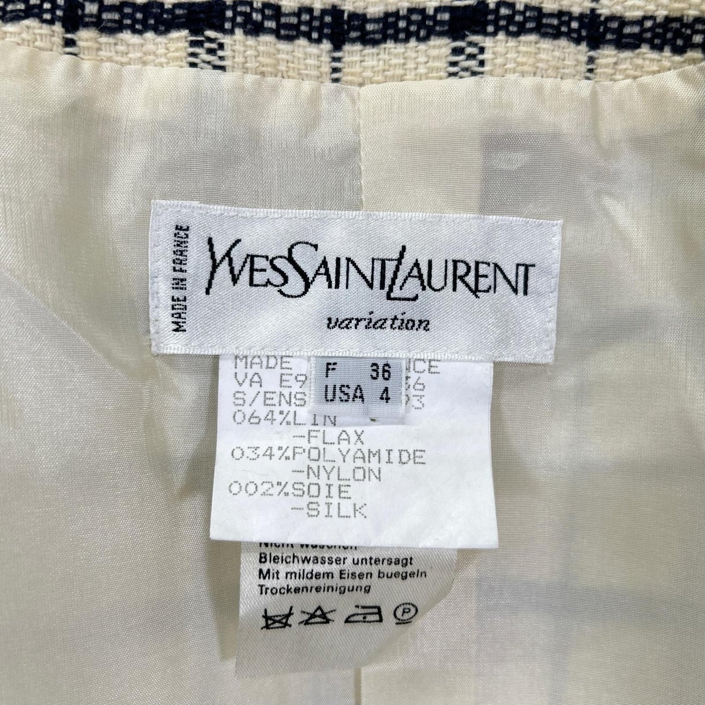 Saint Laurent Beige Linen Jacket Skirt Set 36 — view 5