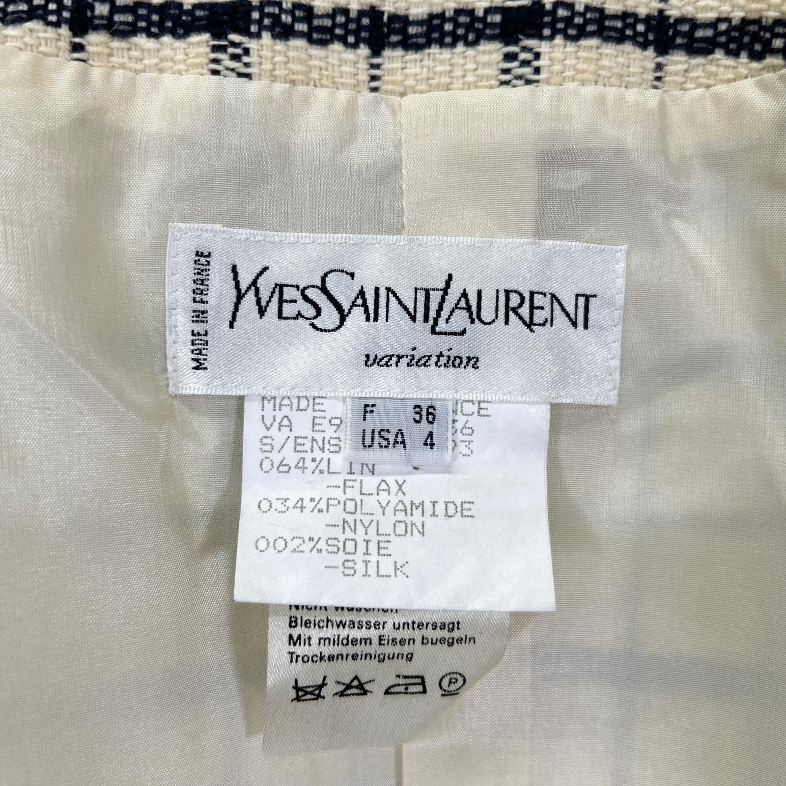 Saint Laurent Beige Linen Jacket Skirt Set 36 — view 5