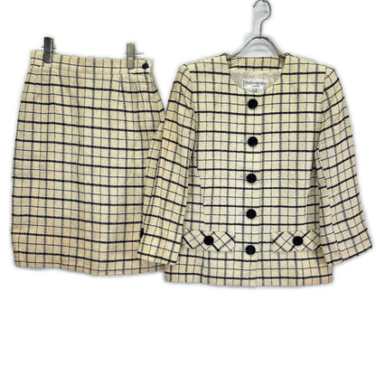Saint Laurent Beige Linen Jacket Skirt Set 36