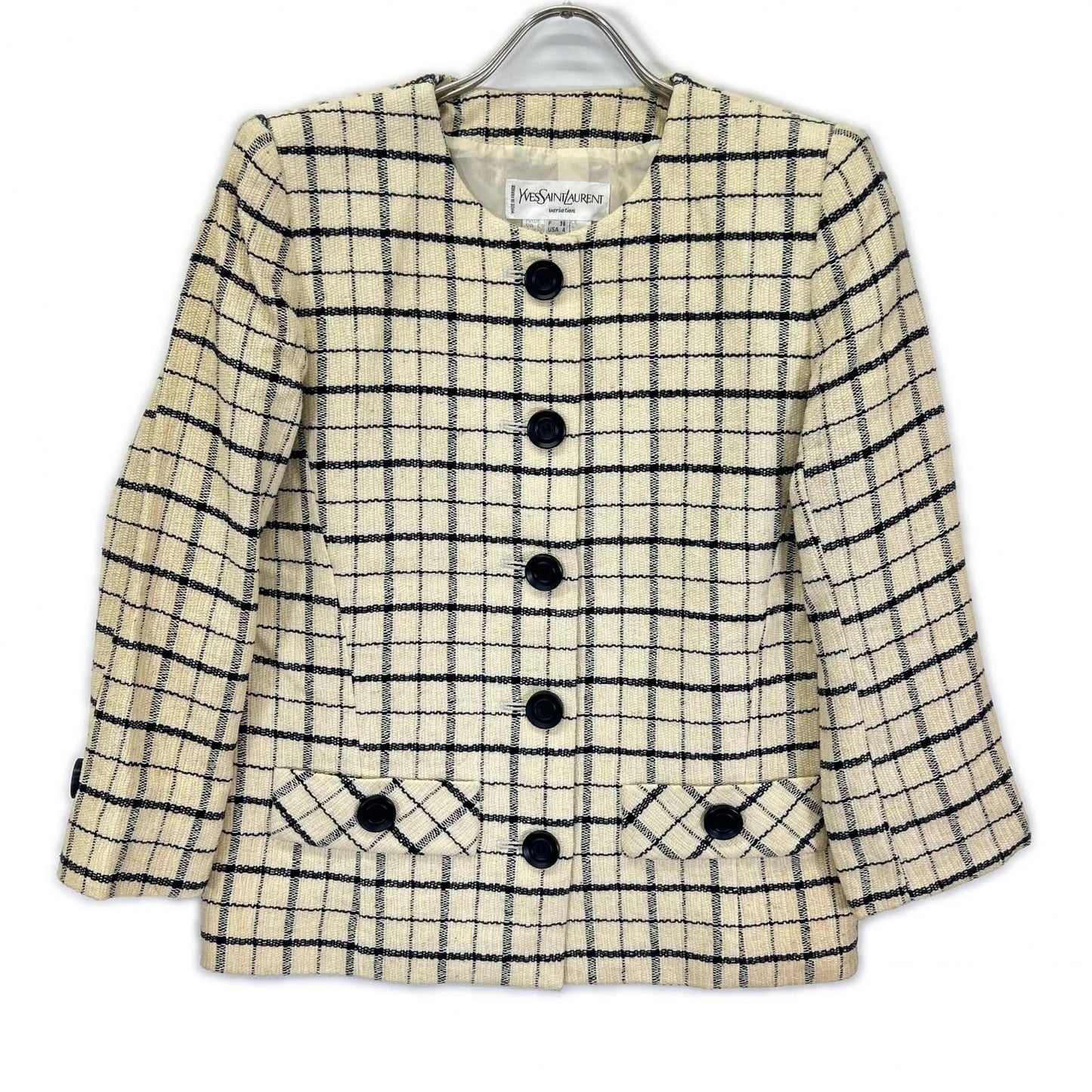 Saint Laurent Beige Linen Jacket Skirt Set 36 — view 2