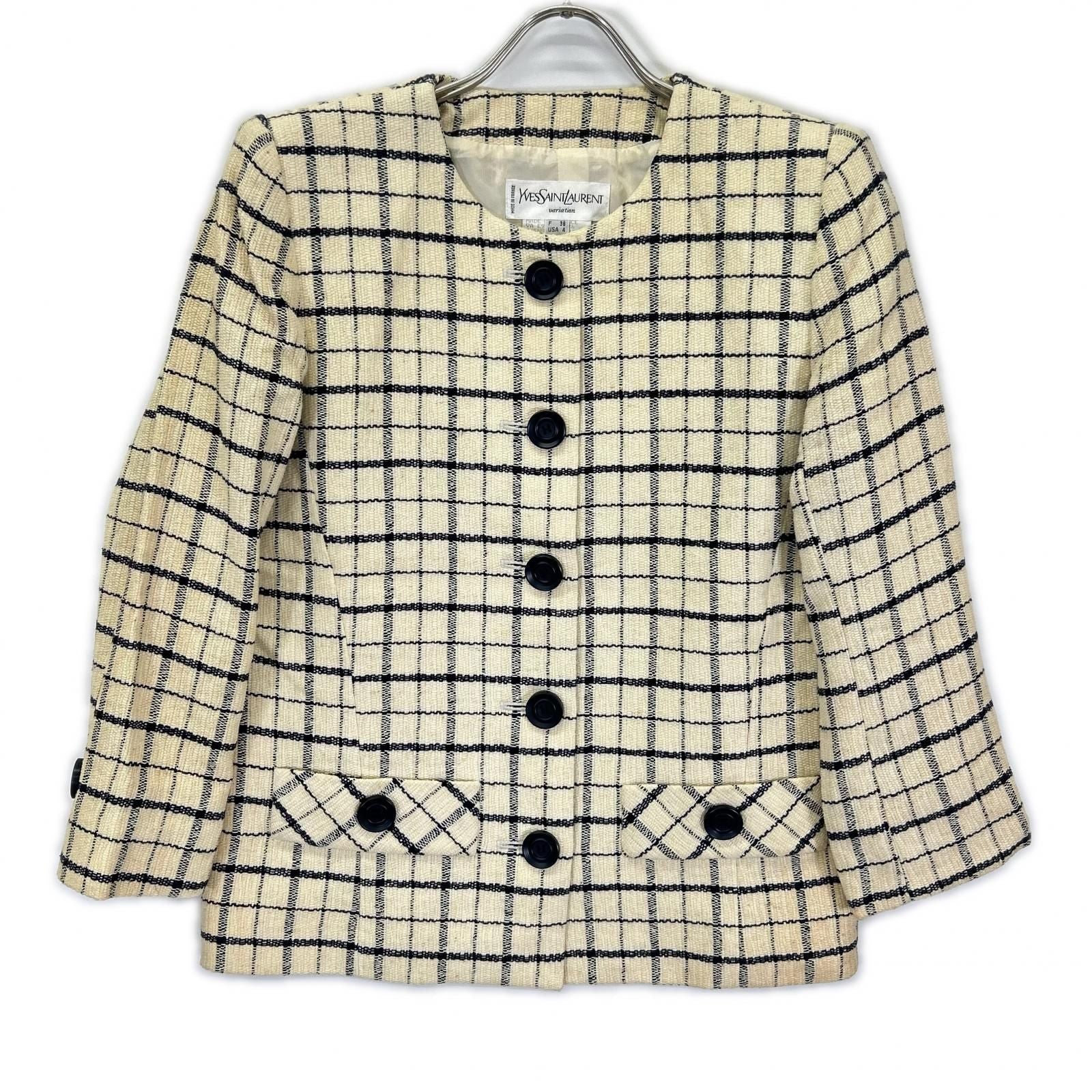Saint Laurent Beige Linen Jacket Skirt Set 36 — view 2