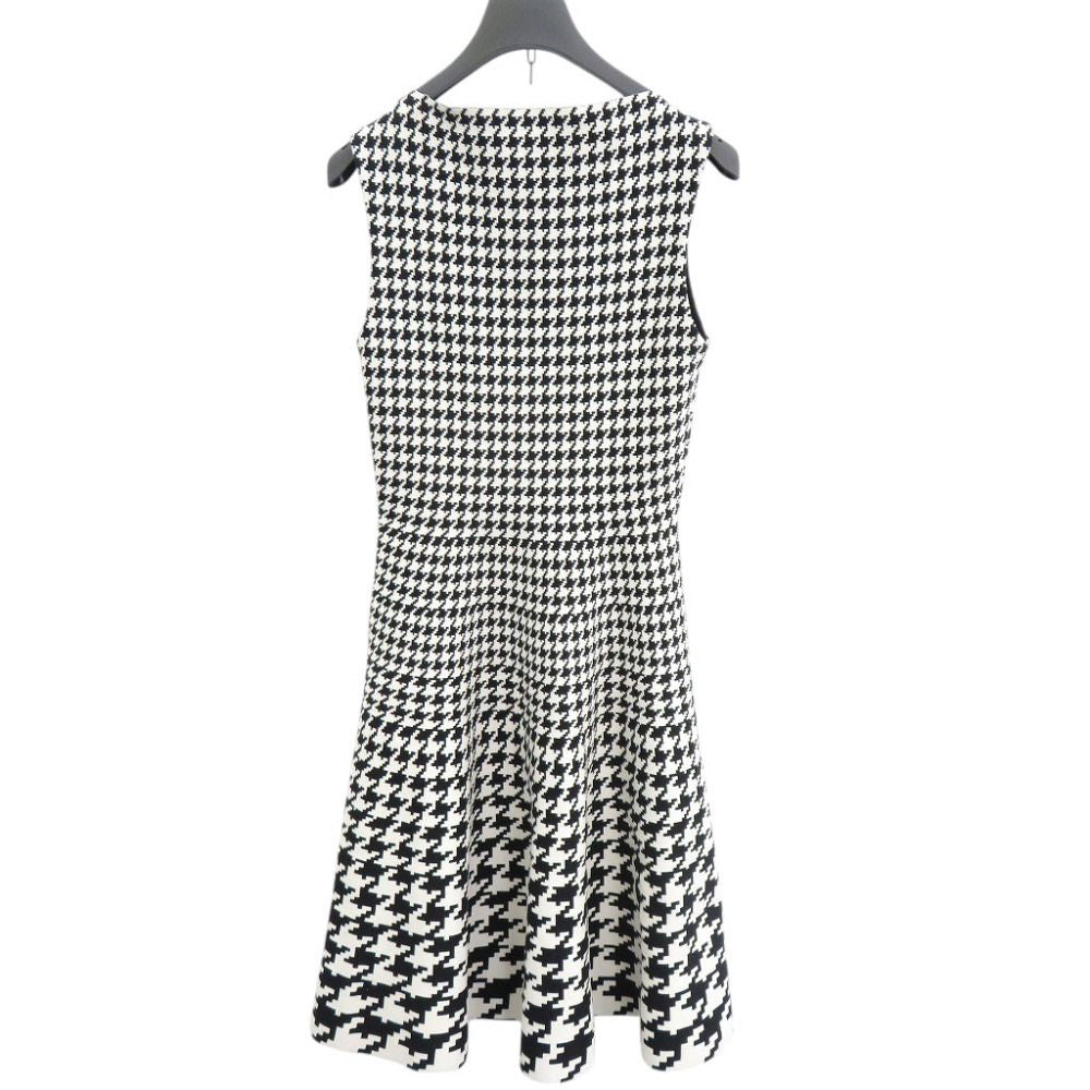 Dior Houndstooth Sleeveless Flare Knit Cotton White Black Dress 36 — view 2