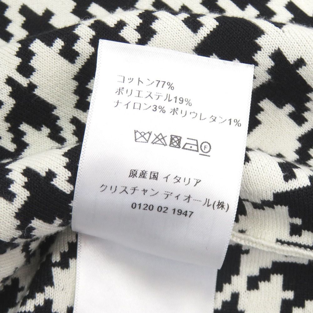 Dior Houndstooth Sleeveless Flare Knit Cotton White Black Dress 36 — view 8