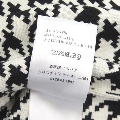 Dior Houndstooth Sleeveless Flare Knit Cotton White Black Dress 36 — view 8