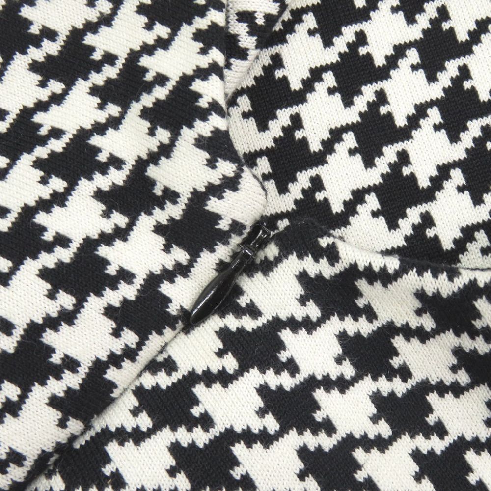 Dior Houndstooth Sleeveless Flare Knit Cotton White Black Dress 36 — view 6