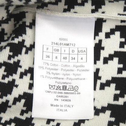 Dior Houndstooth Sleeveless Flare Knit Cotton White Black Dress 36 — view 7