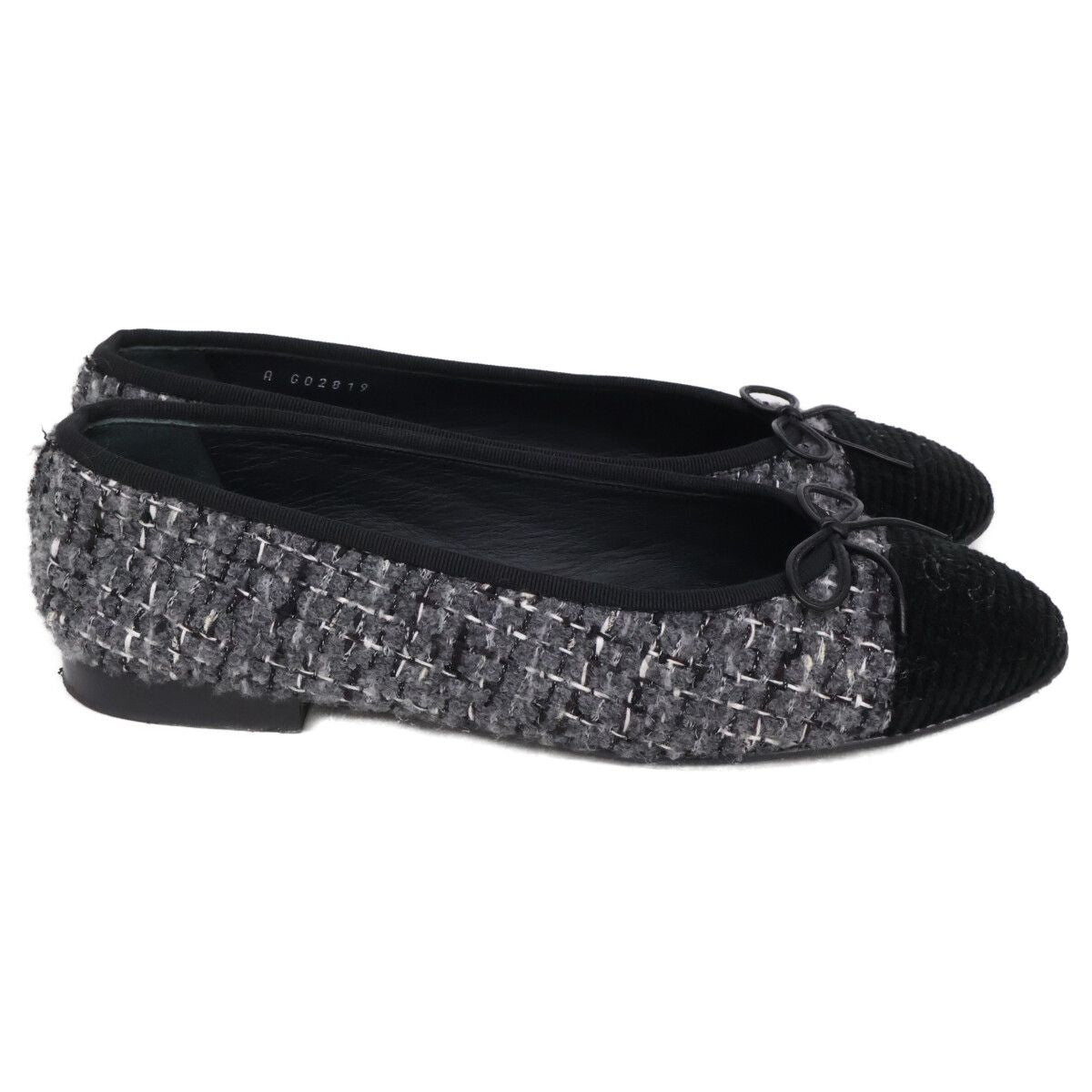 Chanel Ballerina CC Logo Tweed Ballet Shoes — view 4