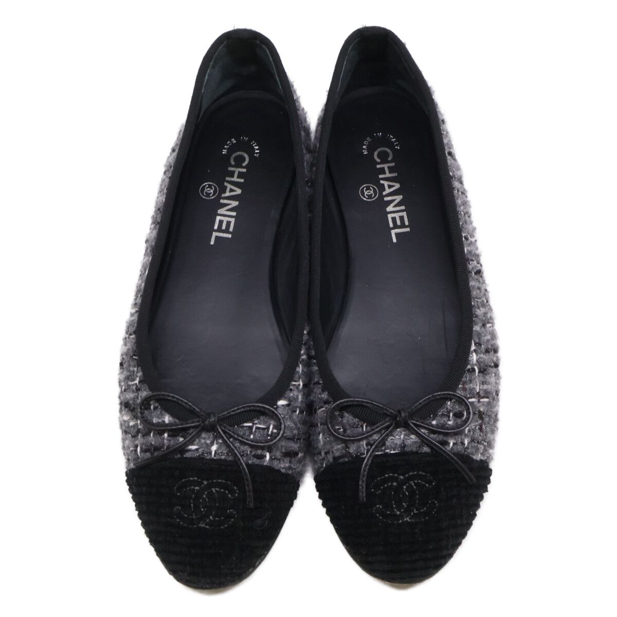 Chanel Ballerina CC Logo Tweed Ballet Shoes — view 5