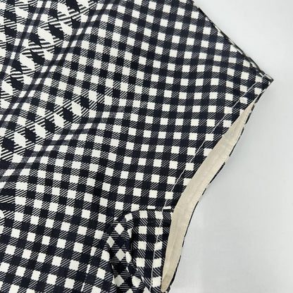 Prada Silk Gingham Check Waist Ribbon Half Zip Dress — view 8