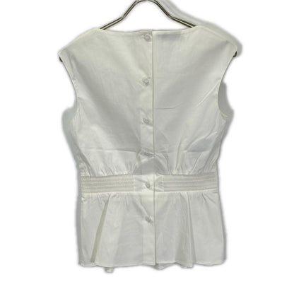 Prada White Boat Neck Rib Blouse 38 — view 2