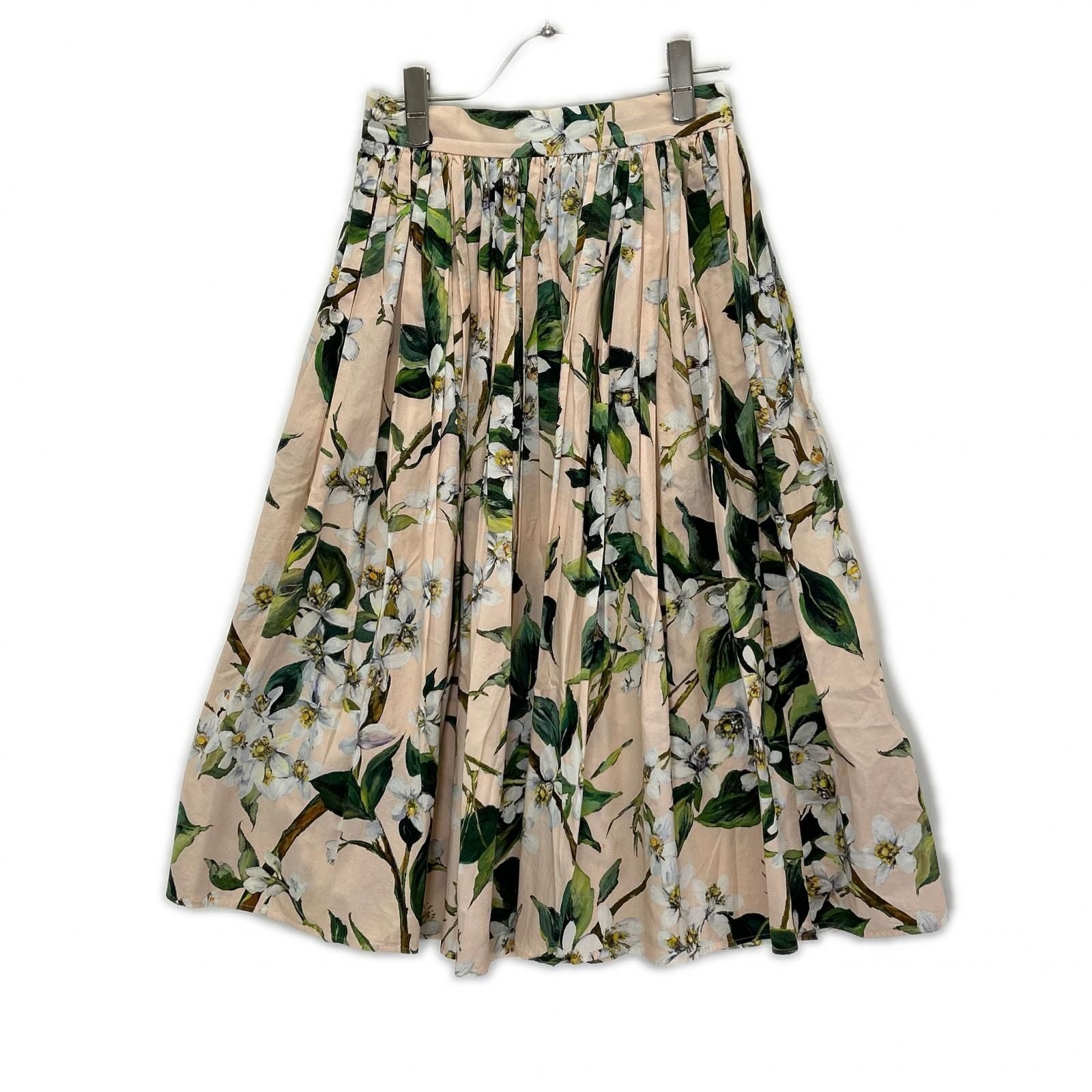 Dolce & Gabbana Beige Flower Print Pleated Skirt 38