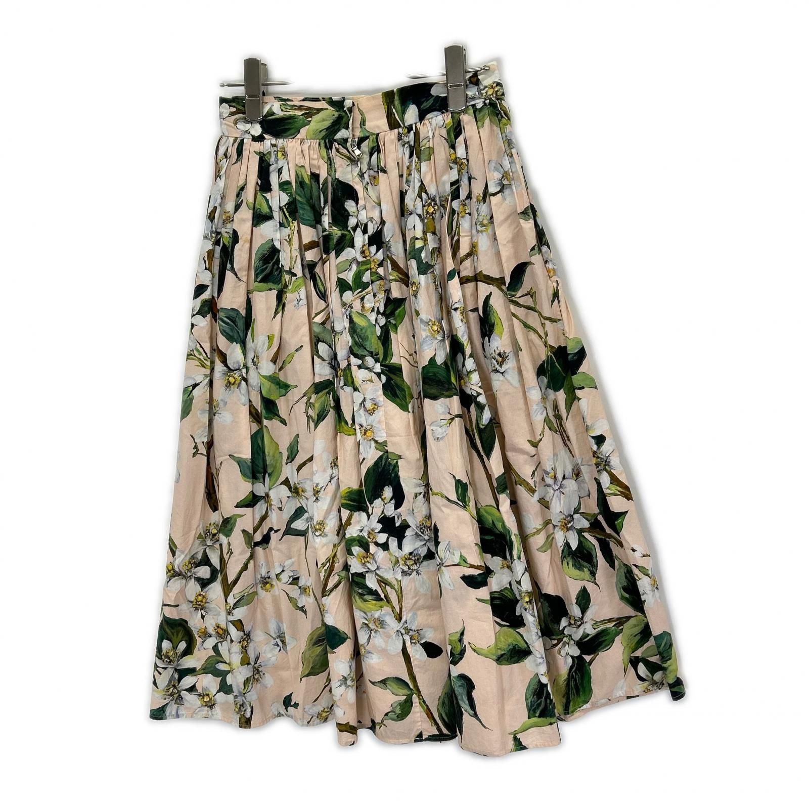 Dolce & Gabbana Beige Flower Print Pleated Skirt 38 — view 2