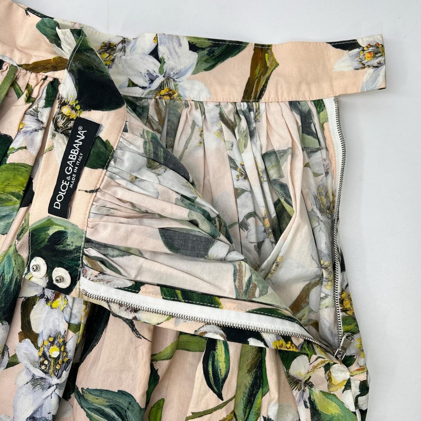Dolce & Gabbana Beige Flower Print Pleated Skirt 38 — view 6