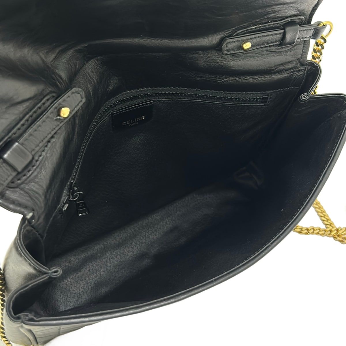 Celine Shoulder Bag Black Chain Quilted Flap Detachable Strap Leather — view 7