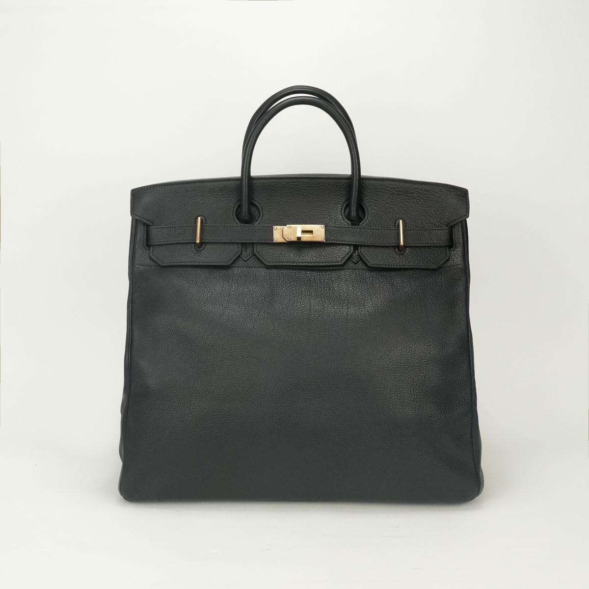 Hermes Haut a Courroies Hac 45 a Hac 45 Tote Bag Fjord Noir Black Gold Handle