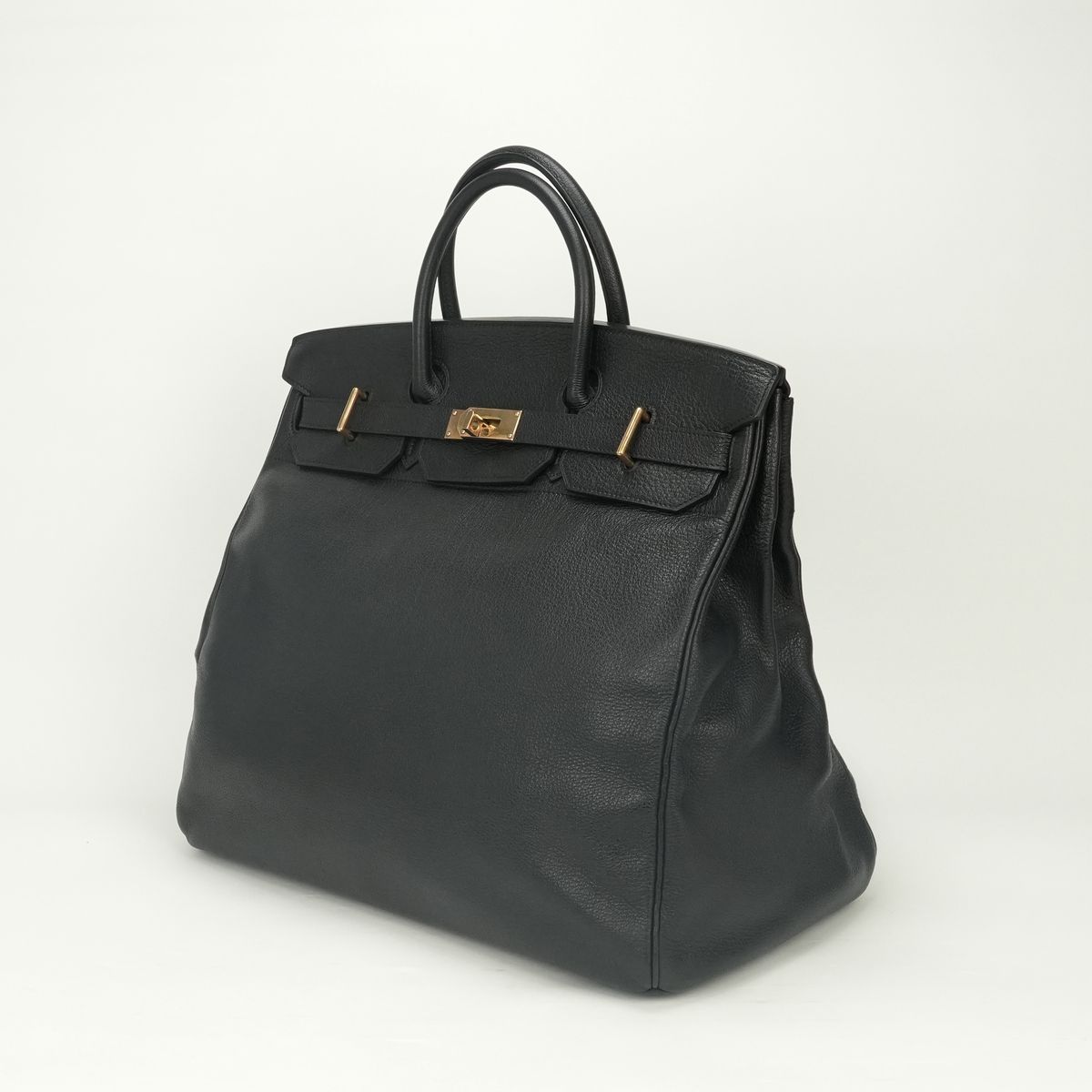 Hermes Haut a Courroies Hac 45 a Hac 45 Tote Bag Fjord Noir Black Gold Handle — view 2