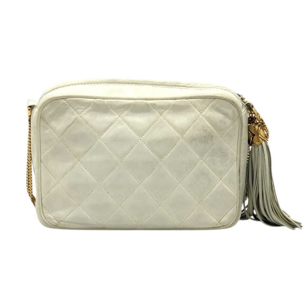 Chanel Shoulder Bag CC Logo Lambskin White