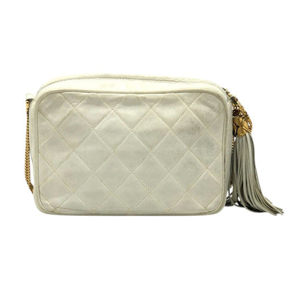 Chanel Shoulder Bag CC Logo Lambskin White