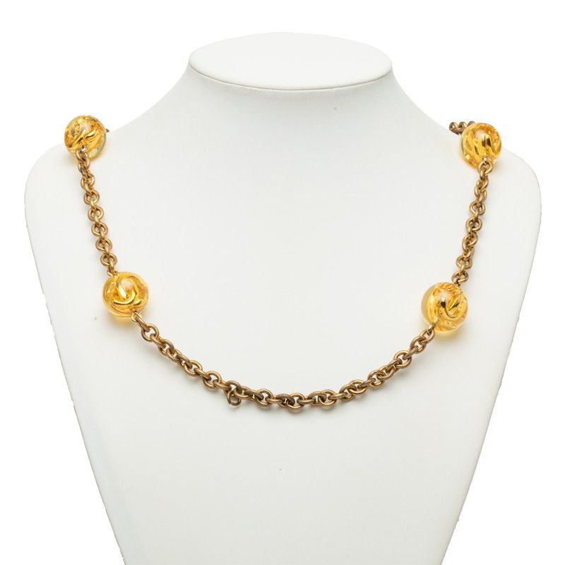 Chanel CC Logo Long Chain Necklace 25 Gold Plated