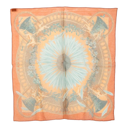 Hermes Carre 45 Amore Amours Scarf Orange Multicolor Silk