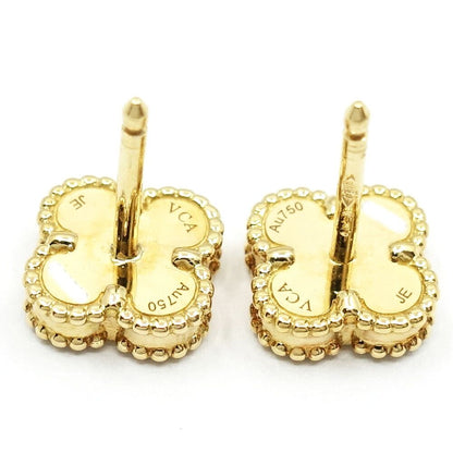 Van Cleef & Arpels 18K Yellow Gold Sweet Alhambra Earrings White Shell Butterfly — view 5