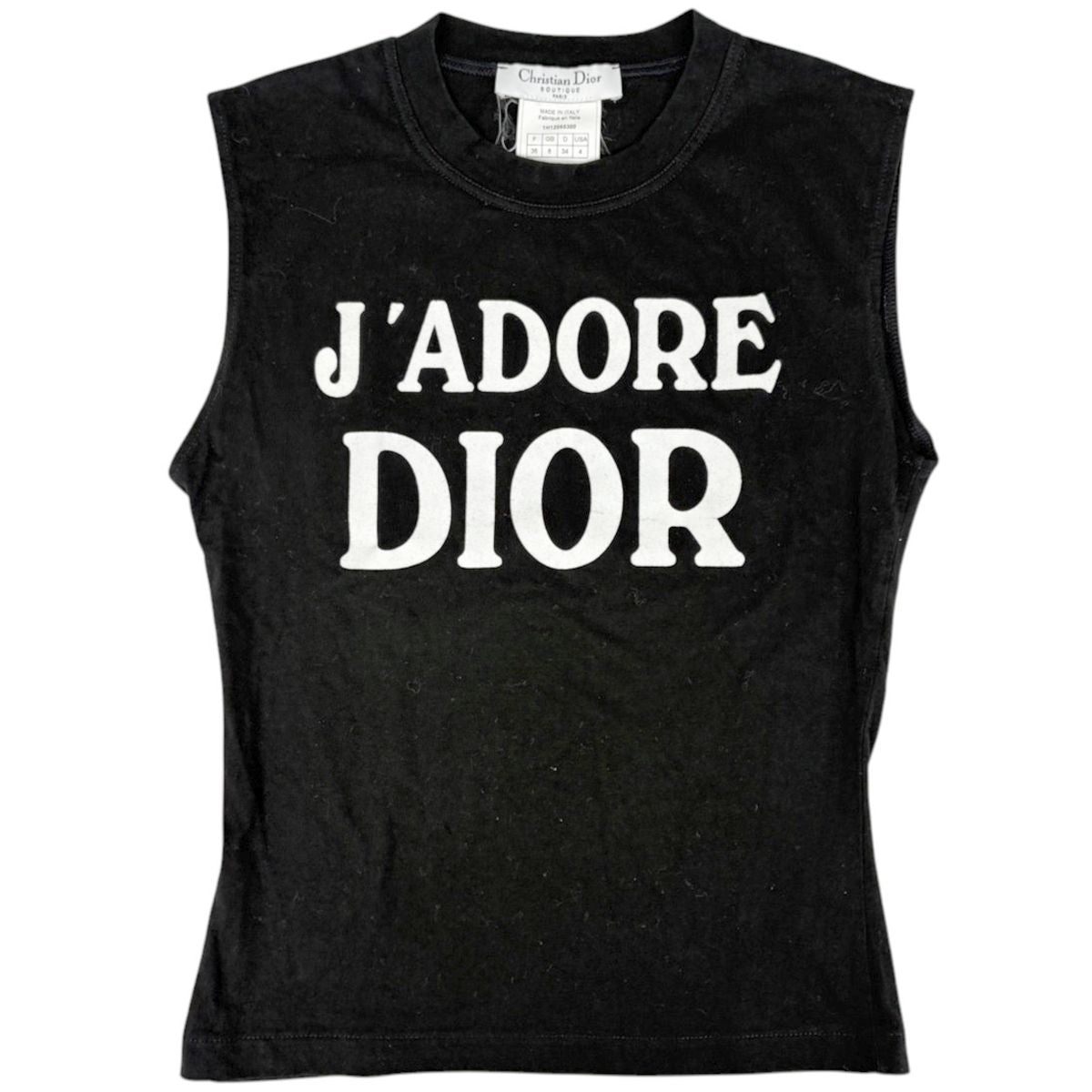 Dior Sleeveless T-Shirt Top Tank Top Cotton Black