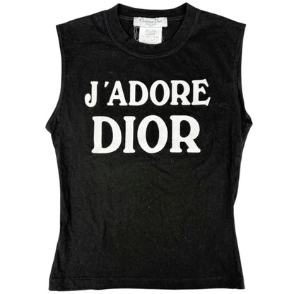 Dior Sleeveless T-Shirt Top Tank Top Cotton Black