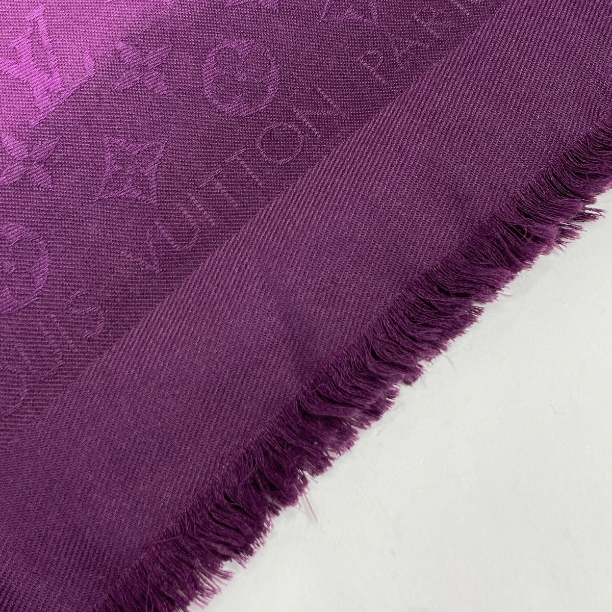 Louis Vuitton Shawl Monogram Silk Wool Pink Purple Scarf — view 6