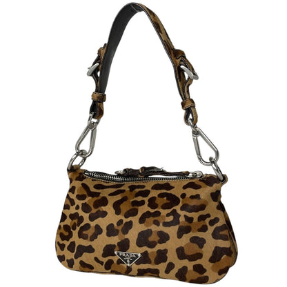 Prada Shoulder Bag Leopard Print Halaco Brown