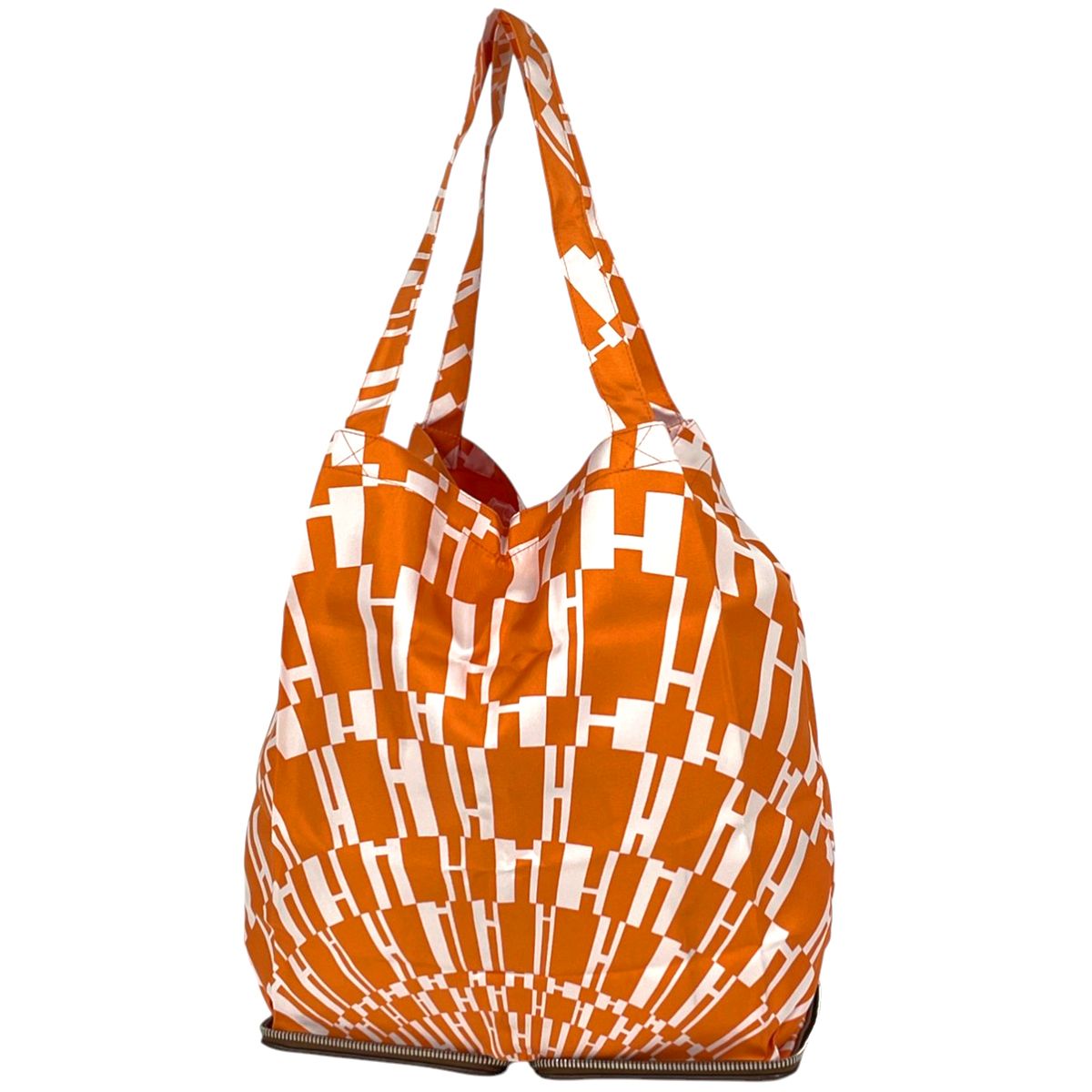 Hermes Silky Pop Tote Bag Eco Foldable Leather Brown Orange
