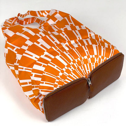 Hermes Silky Pop Tote Bag Eco Foldable Leather Brown Orange — view 2