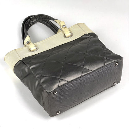 Chanel Tote Bag Paris Biarritz PM CC Logo Handle Gray Ivory — view 2
