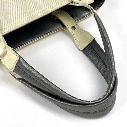 Chanel Tote Bag Paris Biarritz PM CC Logo Handle Gray Ivory — view 7