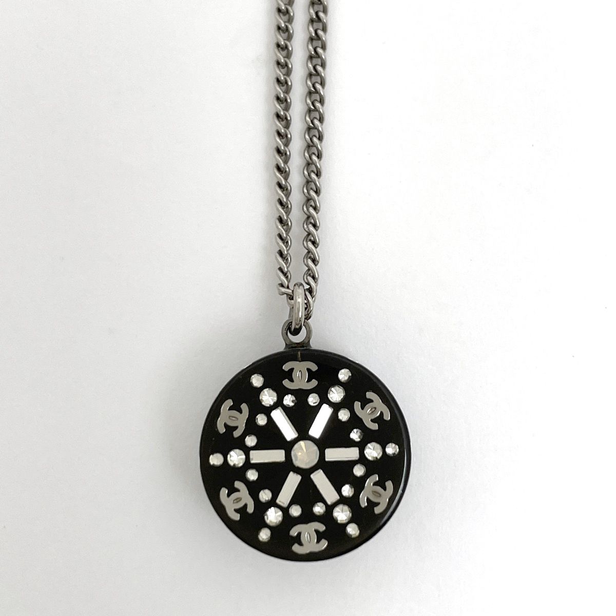 Chanel Necklace CC Logo Metal Plastic Silver — view 2