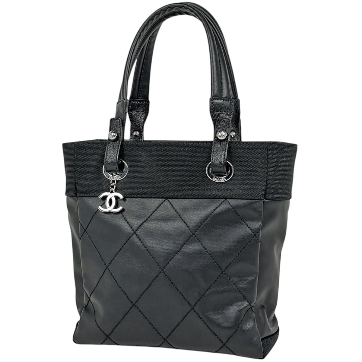 Chanel Tote Bag Paris Biarritz PM CC Logo Black