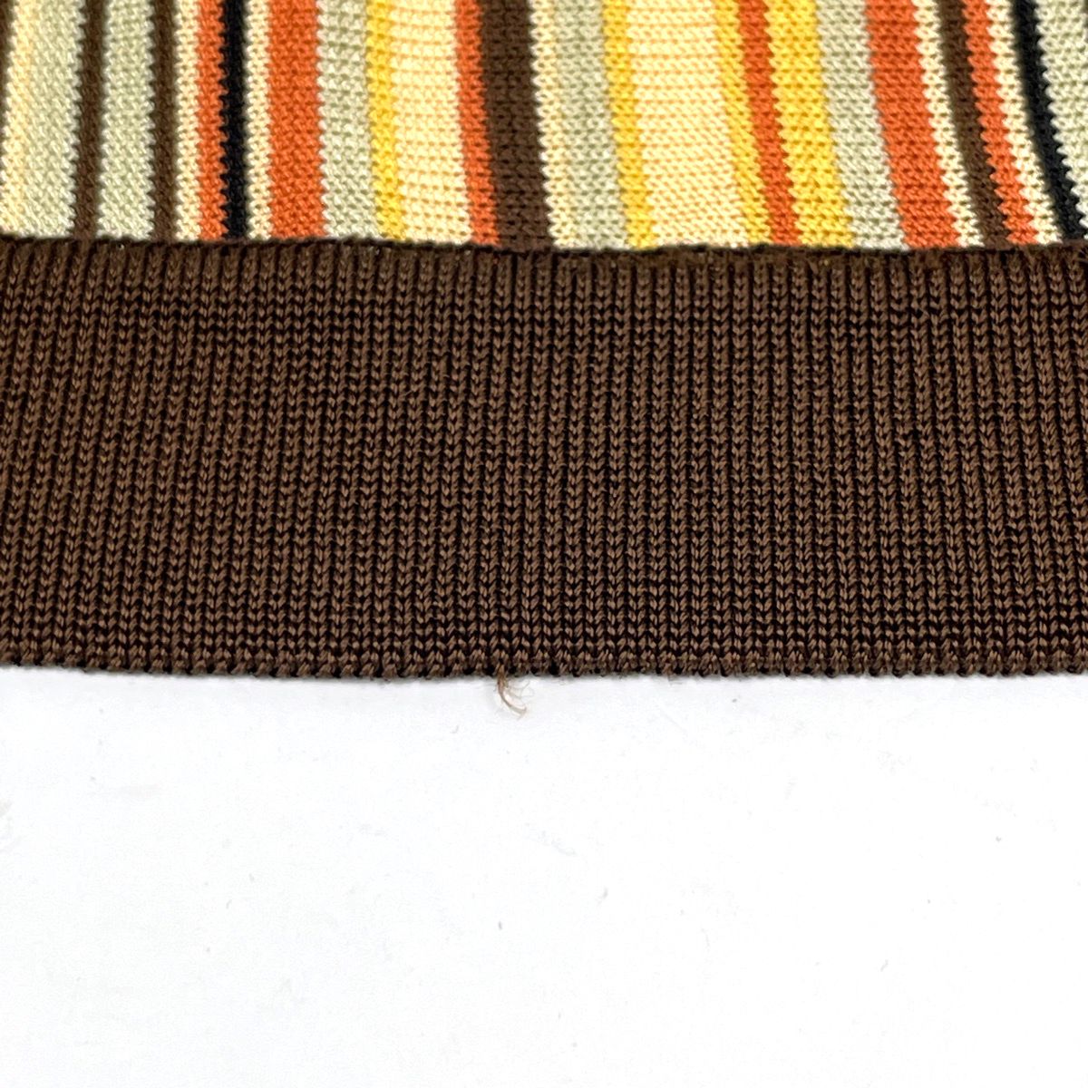 Hermes Striped Flare Skirt Rayon Yellow Brown — view 3