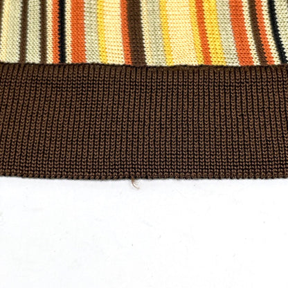 Hermes Striped Flare Skirt Rayon Yellow Brown — view 3